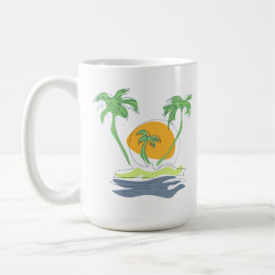 Die tropische Küste der Insel. Kontur Kaffeetasse