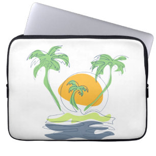 Die tropische Küste der Insel. Kontur Laptopschutzhülle