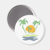 Die tropische Küste der Insel. Kontur Magnet (Vorderseite/Rückseite)