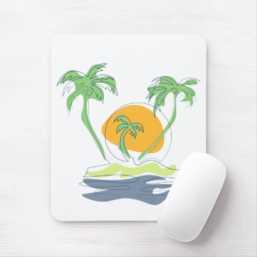 Die tropische Küste der Insel. Kontur Mousepad (Mit Mouse)