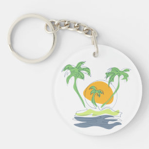 Die tropische Küste der Insel. Kontur Schlüsselanhänger