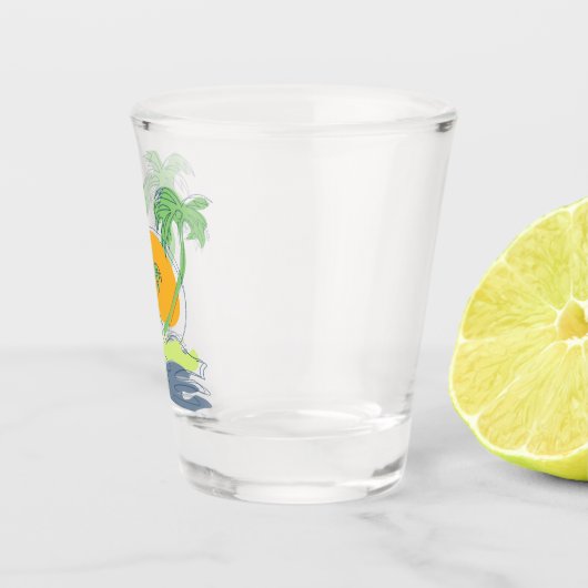 Die tropische Küste der Insel. Kontur Schnapsglas (Rechts)