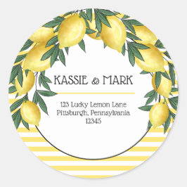 Die tropische Rücksendeadresse der Zitronen Runder Aufkleber