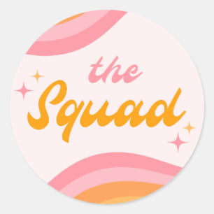 Die Truppe Groovy Pink & Orange Runder Aufkleber