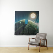 Die Tür unter dem Mond - Surreale Dreamcore Kunst Wandteppich (Beispiel)