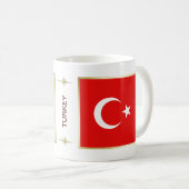 Die Türkei-Flagge + Karten-Tasse Kaffeetasse (VorderseiteRechts)