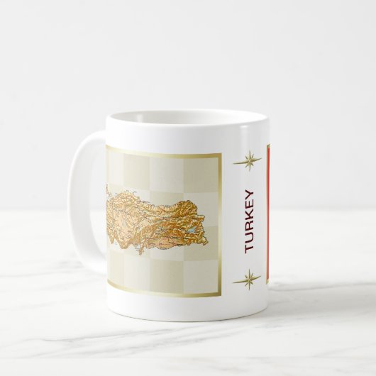 Die Türkei-Flagge + Karten-Tasse Kaffeetasse (Vorderseite Links)