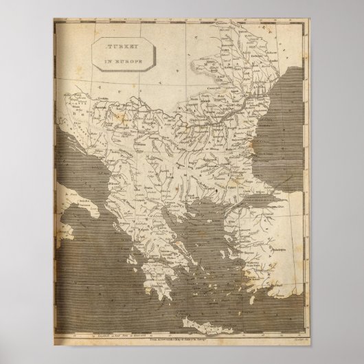 Die Türkei in Europa Karte von Arrowsmith Poster (Vorne)