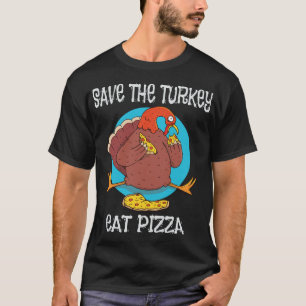 Die Türkei isst eine Pizza über einem blauen kreis T-Shirt
