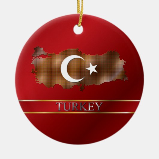Die Türkei-Pixel-Karte und türkische Flagge Keramikornament (Vorne)