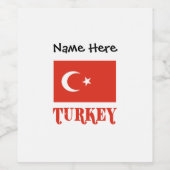 Die Türkei und die türkische Flagge Personalisiert Weinetikett (Einzelnes Label)