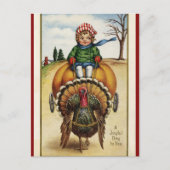 Die Türkei zieht Kind auf dem Kürbiskart-Erntedank Postkarte (Vorderseite)