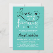 Die türkisfarbene Liebe macht eine Dusche in der A Einladung (Vorderseite)