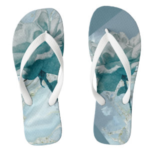Die türkisfarbene Rose der Frau Flip Flops Badesandalen