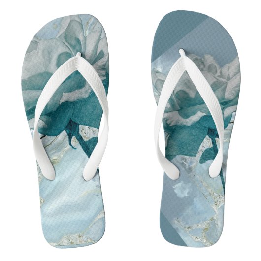 Die türkisfarbene Rose der Frau Flip Flops Badesandalen (Fußbett)