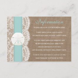 Die türkisfarbene Sand Dollar Beach Hochzeitskolle Begleitkarte