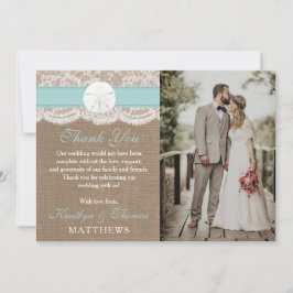 Die türkisfarbene Sand Dollar Beach Hochzeitskolle Dankeskarte