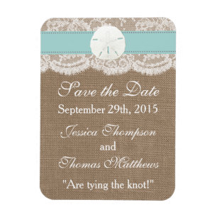Die türkisfarbene Sand Dollar Beach Hochzeitskolle Magnet