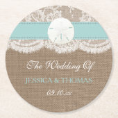 Die türkisfarbene Sand Dollar Beach Hochzeitskolle Runder Pappuntersetzer (Vorderseite)