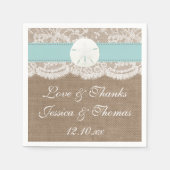 Die türkisfarbene Sand Dollar Beach Hochzeitskolle Serviette (Vorderseite)