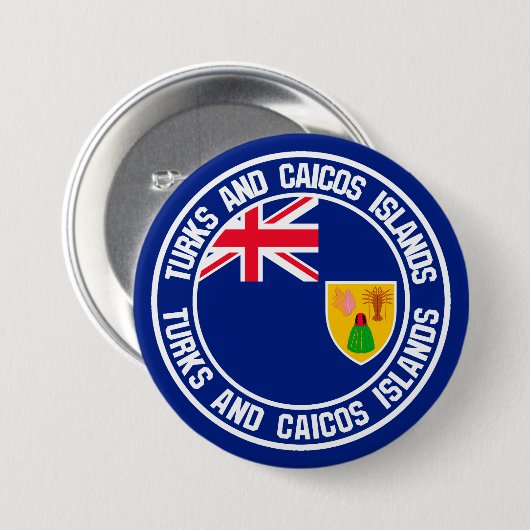Die Turks- und Caicosinseln-rundes Emblem Button (Vorne & Hinten)