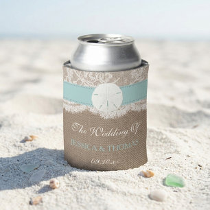 Die Turquoise Sand Dollar Beach-Hochzeitssammlung Dosenkühler