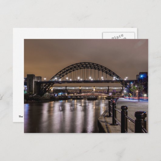 Die Tyne-Brücken in der Nacht Postkarte (Vorne/Hinten)