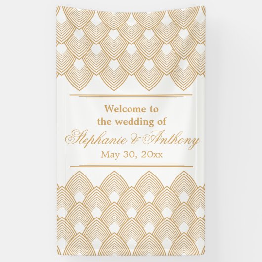 Die typische Hochzeit von Gold und White Art Deco Banner (Vertikal)