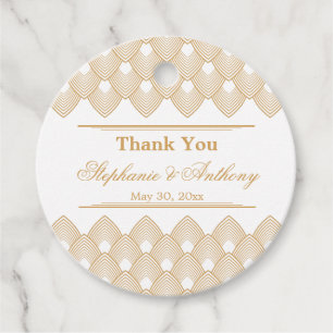 Die typische Hochzeit von Gold und White Art Deco Geschenkanhänger