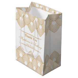 Die typische Hochzeit von Gold und White Art Deco Mittlere Geschenktüte