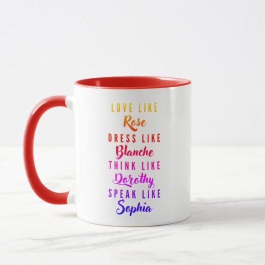 Die Typografie der Golden Girls Tasse (Links)