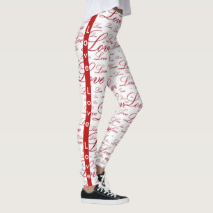 Die Typografie-Muster Romance "Liebe" roten Leggings