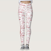 Die Typografie-Muster Romance "Liebe" roten Leggings (Vorderseite)