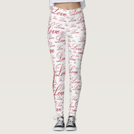 Die Typografie-Muster Romance "Liebe" roten Leggings