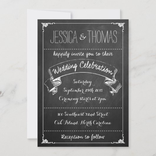 Die Typografy Chalkboard Wedding Collection Einladung (Vorderseite)
