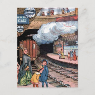 "Die U-Bahn, London" Vintage-Illustration Postkarte