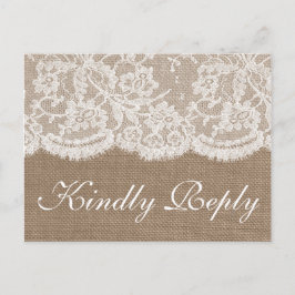 Die UAWG Burlap & Lace Wedding Einladungspostkarte