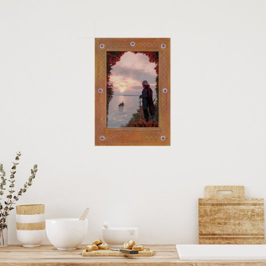 Die Überfahrt von Arthur nach Lundy, Insel Avalon Poster (Küche)