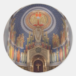 Die Übernahme der gesegneten Jungfrau Mary in Hea Runder Aufkleber