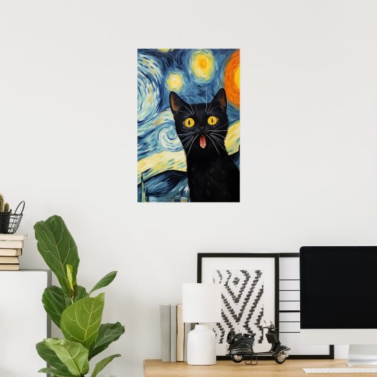 Die überraschende Kunst der Schwarzen Katze Poster (Heimbüro)
