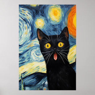 Die überraschende Kunst der Schwarzen Katze Poster