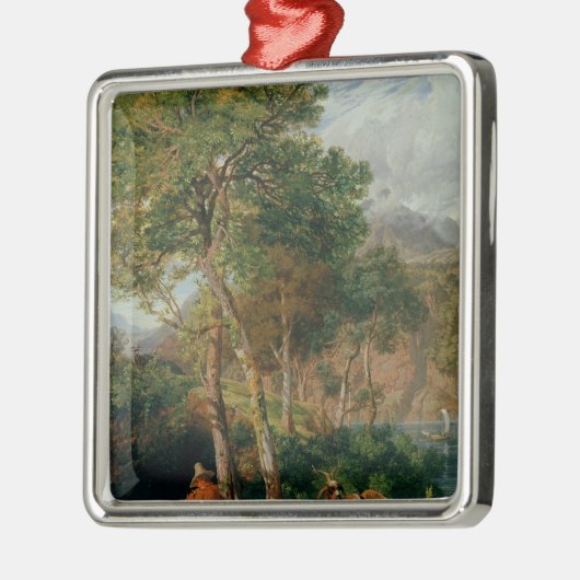 Die Ufer von See Lecco Silbernes Ornament (Links)