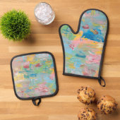 Die Uhr "Der Garten der Freude" Ofenhandschuh & Topflappen-Set (Oben Unten)