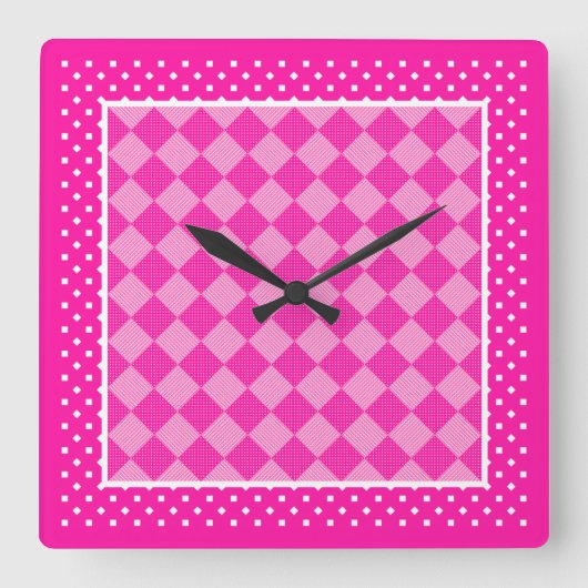 Die Uhr der quadratischen Wand, Candy Pink, Polka  (Vorderseite)