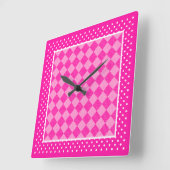 Die Uhr der quadratischen Wand, Candy Pink, Polka (Winkel)