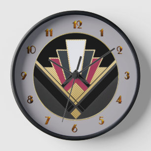 Die Uhr der Wand des Art-Deco-Motivs