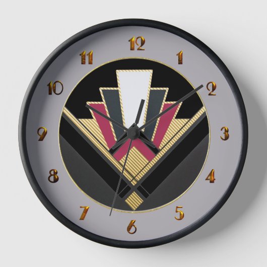 Die Uhr der Wand des Art-Deco-Motivs (Vorderseite)