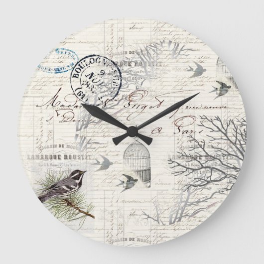 Die Uhr für Vintage Vögel und Zweigmauer (Vorderseite)
