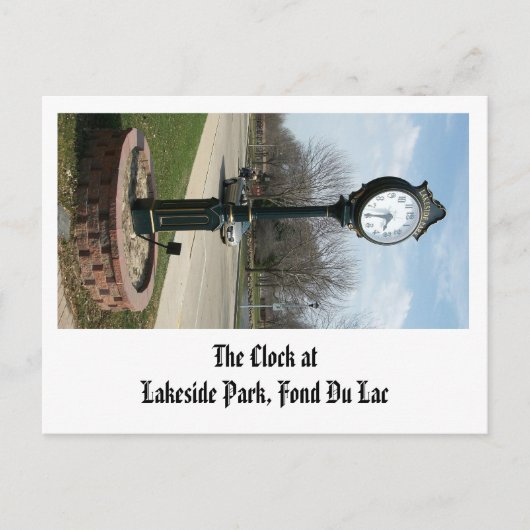 Die Uhr im Lakeside Park, Fond du Lac Postkarte (Vorderseite)