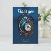 Die Uhr im Nebel der Unendlichkeit. Dankeskarte (Stehend Vorderseite)